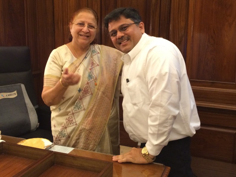 Pranav with H’ble Speaker of LokSabha Sumitra ji (Tai)