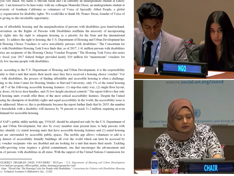 VOSAP Presenting Statement at UN – CSocD58