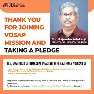 Shri Rajendra Arlekarji, Governor, Himachal Pradesh has joined VOSAP Mission May 2022