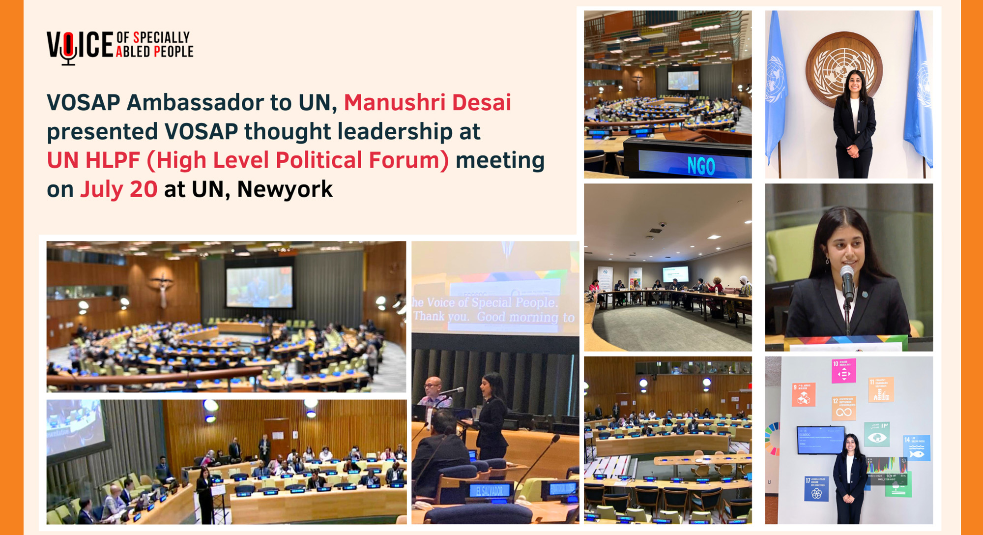 VOSAP presented Oral Statement at HLPF at UN Newyork
